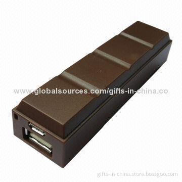 Chocolate Power Bank for Tablet PCs and Smartphones, with 5V DC/1A Output